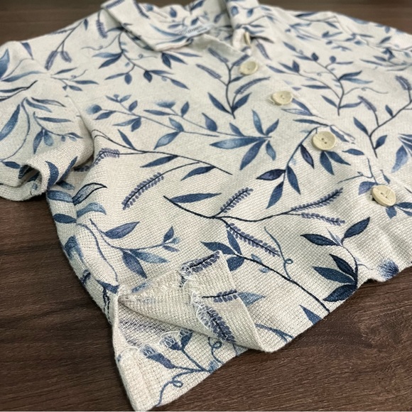 Vintage Floral Knit Cropped Button Down Top - Picture 8 of 9